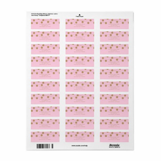 Roze & Gold Modern String Lights Chic-uitnodiging Etiket (Full Sheet)