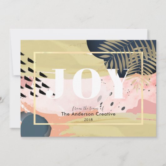 Roze Gold Navy Abstracte Business Holiday Card Feestdagenkaart (Voorkant)