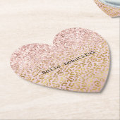 Roze Gold Ombre Leopard Print Blush Glitter Kartonnen Onderzetters (Gekanteld)