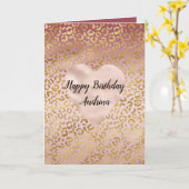 Roze Gold Ombre Leopard Print Kaart (Gele Bloem)