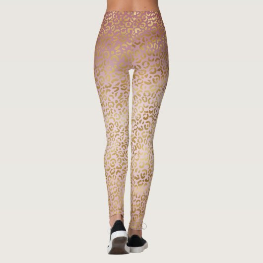 Roze Gold Ombre Leopard Print Leggings (Achterkant)