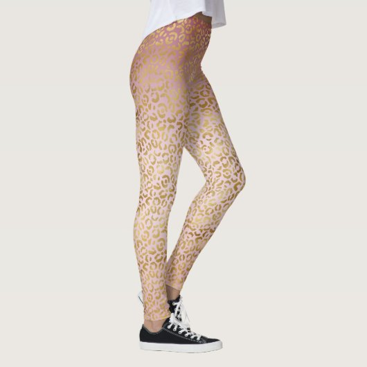 Roze Gold Ombre Leopard Print Leggings (Rechts)