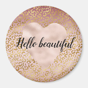 Roze Gold Ombre Leopard Print Magneet