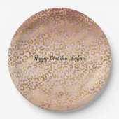 Roze Gold Ombre Leopard Print Papieren Bordje (Voorkant)