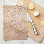 Roze Gold Ombre Leopard Print   Theedoek (Quarter Fold)