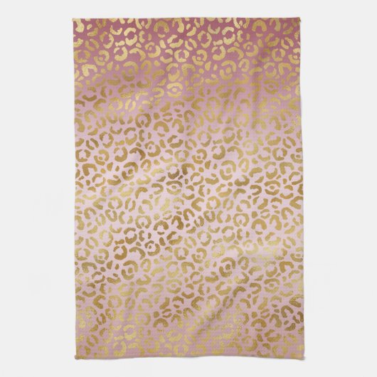Roze Gold Ombre Leopard Print   Theedoek (Verticaal)