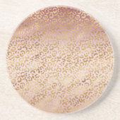 Roze Gold Ombre Leopard Print Zandsteen Onderzetter (Voorkant)
