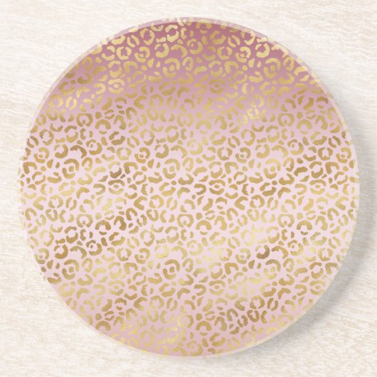 Roze Gold Ombre Leopard Print Zandsteen Onderzetter (Voorkant)