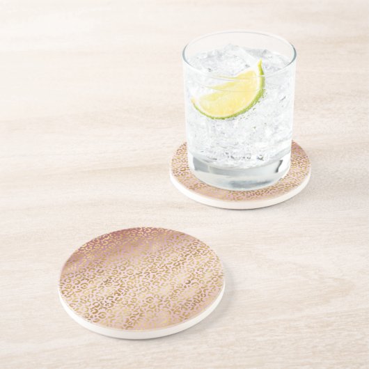 Roze Gold Ombre Leopard Print Zandsteen Onderzetter (Zijkant)