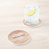 Roze Gold Ombre Leopard Print Zandsteen Onderzetter (Zijkant)