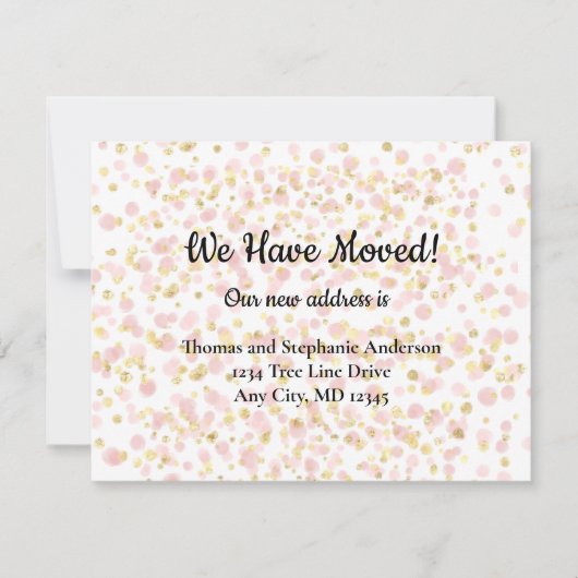Roze Gold Overlay Moving Announcard (Voorkant)