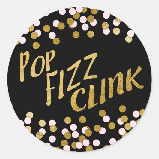 Roze | Gold Pop Fizz Clink Celebration Ronde Sticker (Voorkant)