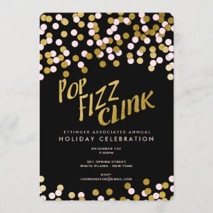 Roze   Gold Pop Fizz Clink Holiday Kantoor Kaart