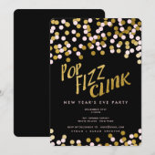 Roze | Gold Pop Fizz Clink nieuwjaarsfeestdag Kaart (Voorkant / Achterkant)