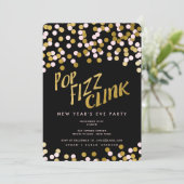Roze | Gold Pop Fizz Clink nieuwjaarsfeestdag Kaart (Staand voorkant)