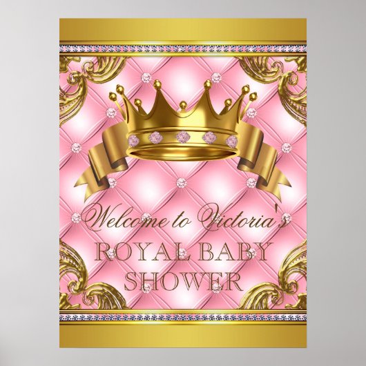 Roze Gold Princess Baby shower Signs Poster (Voorkant)
