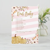Roze Gold Pumpkin Baby shower Beste Baby Kaart (Staand voorkant)