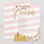 Roze Gold Pumpkin Baby shower Beste Baby Kaart (Voorkant / Achterkant)