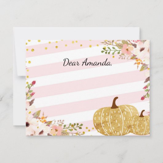 Roze Gold Pumpkin Time Capsule Note Card Guestbook Notitiekaartje (Voorkant)