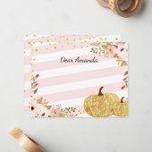 Roze Gold Pumpkin Time Capsule Note Card Guestbook Notitiekaartje (Voorkant / Achterkant in situ)