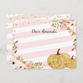 Roze Gold Pumpkin Time Capsule Note Card Guestbook Notitiekaartje (Voorkant / Achterkant)