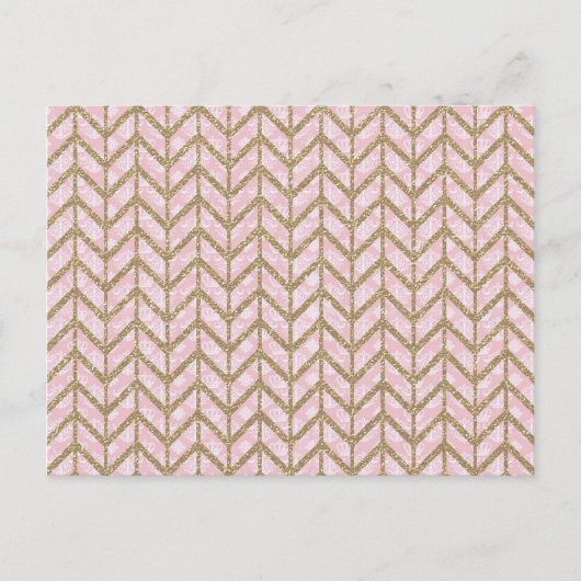 Roze Gold Royal Damask Chevron Glitter Photo Print Briefkaart (Voorkant)
