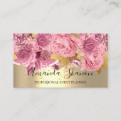 Roze Gold Rozen Bloem Logo Event Planner QRCode Visitekaartje (Voorkant)