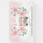 Roze Gold Rozen drive by Baby shower Welcome Yard Spandoek (Verticaal)