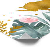 Roze Gold Safari Animal Greenery Birthday Welcome Poster (Hoek)