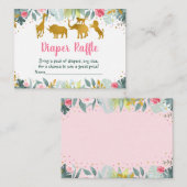 Roze Gold Safari Wild One Baby Diaper Raffle Informatiekaartje (Voorkant / Achterkant)