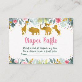 Roze Gold Safari Wild One Baby Diaper Raffle Informatiekaartje