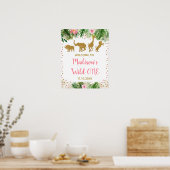 Roze & Gold Safari Wilde Een eerste verjaardag Poster (Keuken)