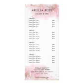 Roze Gold Salon Service Menu Price List Rack Card (Voorkant)