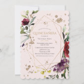 Roze Gold Scalloped Quinceañera Invitation Kaart (Voorkant)