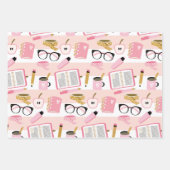 Roze Gold School Girl Wrapping Paper Set (Voorkant)