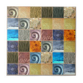 Roze Gold Silver Bronze Metal Love Mosaic Tegeltje (Voorkant)