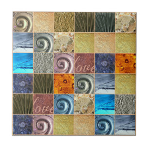 Roze Gold Silver Bronze Metal Love Mosaic Tegeltje