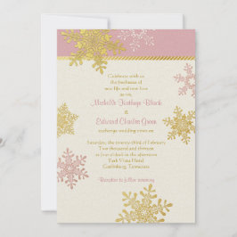 Roze Gold Snowflake Winter Weddenschap Kaart