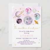 Roze Gold Space Counting is begonnen met Baby show Kaart (Voorkant)