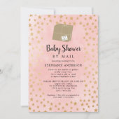 Roze Gold Star-virtueel Baby shower Kaart (Voorkant)