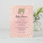 Roze Gold Star-virtueel Baby shower Kaart (Staand voorkant)