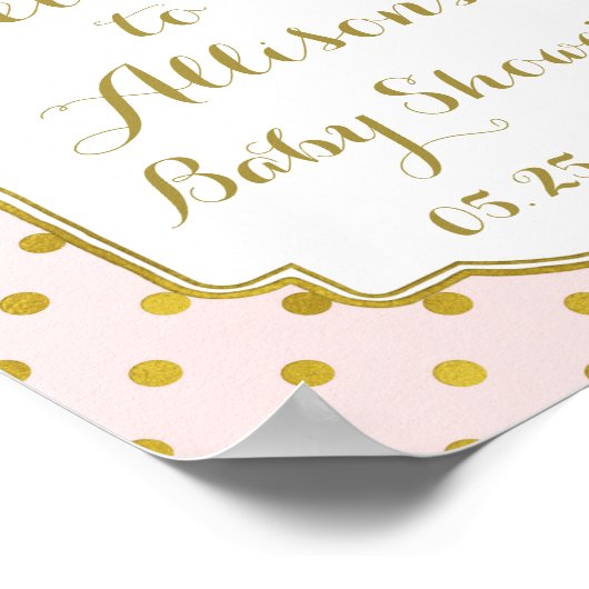 Roze Gold Stippen Aangepast Welkomstteken Poster (Hoek)