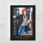 Roze Gold Striped Afstuderen nodigt uit - Foto ter Kaart (Achterkant)