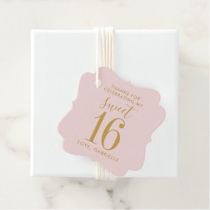 Roze Gold Sweet 16 Foto naam Hartelijk dank Bedankjes Labels