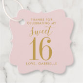 Roze Gold Sweet 16 Foto naam Hartelijk dank Bedankjes Labels (Voorkant)