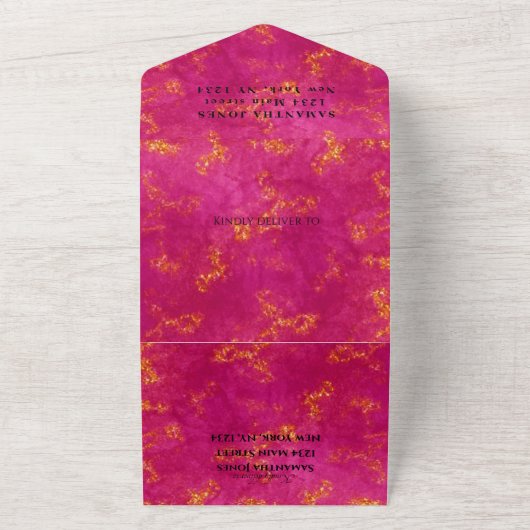 Roze Gold Sweet 16  Sparkly Glam Girly All In One Uitnodiging (Buitenkant)