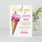 Roze Gold Sweet Ice Cream Birthday Hartelijk dank Bedankkaart (Staand voorkant)