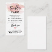 Roze Gold Tumbler Care-instructies Visitekaartje (Voorkant / Achterkant)