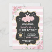 Roze & Gold Tutu Ballerina Birthday Party Invite Kaart (Voorkant)