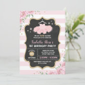 Roze & Gold Tutu Ballerina Birthday Party Invite Kaart (Staand voorkant)
